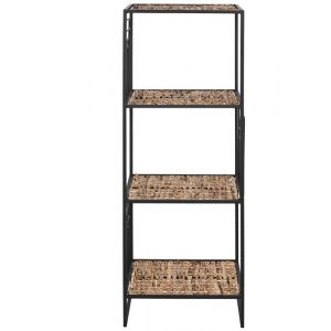 Etag&egrave;re meuble &eacute;tag&egrave;re en bois coloris naturel et m&eacute;tal noir -  longueur 35 x profondeur 35 x Hauteur 98 cm