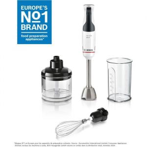 Mixeur plongeant - BOSCH - MSM4W221 - 600 W - 4 lames aiguise&eacute;s - Bol m&eacute;langeur - Mini hachoir - Fouet - Engrenage c&eacute;ramique
