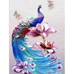 HM012457  DIY Diamond Painting Complet Paon Fleur  5D Broderie Diamant Painting Kit Complet Animal Papillon Point 30x40 cm