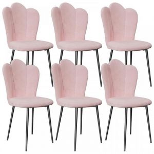 MIPAN. Lot de 6 Chaises de Salle &agrave; Manger - Scandinave - Chaises de Salle Velour avec Dossier - 43x44x90cm - Max:120Kg - Rose