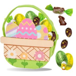 Petit Panier &OElig;ufs garni de 35 Chocolats de P&acirc;ques: papillotes R&eacute;villon Poussin et &OElig;ufs Rohan  Id&eacute;al &agrave; Offrir