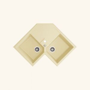 Evier dangle granit beige K&uuml;mbad VOZ 2 bacs