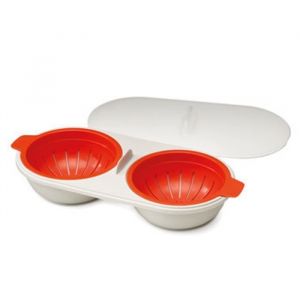 Pocheuse à œufs double pour micro-ondes ensemble de chaudière à œufs en silicone comestible à 2 cavités