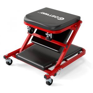 COSTWAY Chariot de Visite Mécanicien avec Siège Rembourré & 6 roulettes pour Garage Réparation Automobile Entretien 150 kg Noir