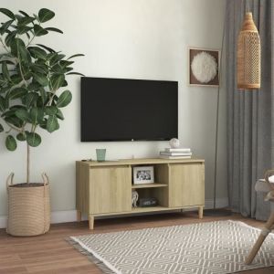 Meuble TV - VIDAXL - Chêne sonoma - 1035x35x50 cm - Bois massif - Style scandinave moderne