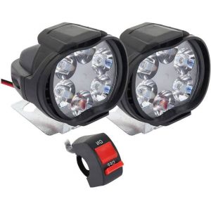 Phares moto LED 2 pices feux additionnels 12V anti-brouillard avec interrupteur pour moto et scooter couleurs multiples YYV