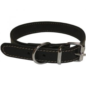 Collier - YAGO - Souple et Réglable - Cuir Noir - Taille S 26-32 cm - Petit Chien