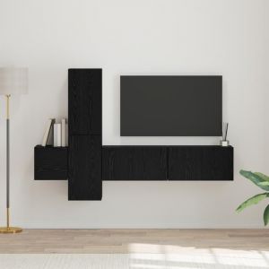 Moderne Ensemble meuble TV 5 pcs - meubles HiFi Suspendu Ch&ecirc;ne noir Bois ding&eacute;nierie@FR(6311857)