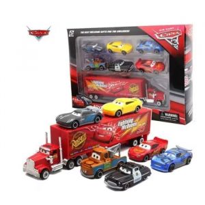 Camion Mack Cars avec 6 voitures en métal Disney Pixar - Coffret de jeu Lightning McQueen et ses amis