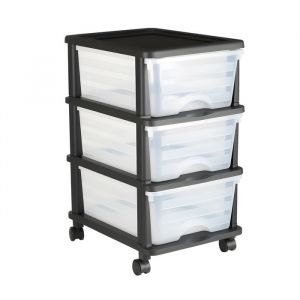 Chariot de Rangement - DUOKU - 3 Tiroirs - Plastique - Mobile sur Roulettes - Organiseur Pratique