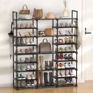 KEDIA. &Eacute;tag&egrave;re &agrave; chaussures porte-chaussures XL 9 niveaux pour 40 paires de chaussures 127*30*58cm MEUBLE A CHAUSSURES