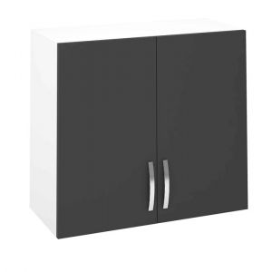 Meuble haut de cuisine avec 2 portes coloris gris - Hauteur 70 x Longueur 80 x profondeur 33 cm