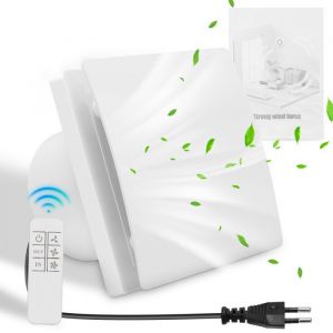 Extracteur dair 100mm VMC Salle de Bain 130m/h Extracteur dair Salle de Bain avec T&eacute;l&eacute;commande 2 Directions 3 Vitesses