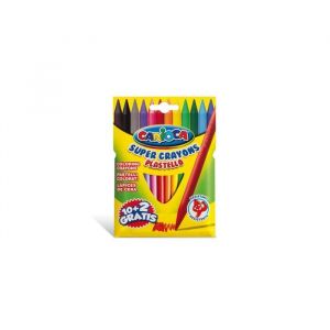 Carioca Plastello Crayon plastic wax non permanent couleurs brillantes assorties pack de 12
