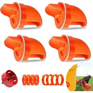 4Pcs Mangeoire Poules DIY Mangeoire Poule Automatique Mangeoire à volaille Gravité Kit  Anti-Gaspillage Anti Nuisible Imperméable