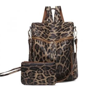 Sac à dos femme VITATA - Léopard Brun - Cuir PU - Fashion - Collège
