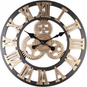 Horloge30 80cm américain en bois 3D rétro engrenage horloge romaine horloge murale Design moderne salon café calme - Type 40cm #B