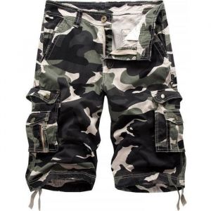 Bermuda Hommes Cargo Camouflage Casual Multi-Poches En Coton - FUNMOON - Vert clair