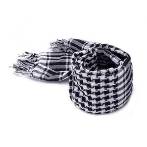 Foulard/&eacute;charpe Militaire Shemagh Tactique blanc Keffiyeh - couleur: blanc et noir - mati&egrave;re: 100% Coton (Delta Tactics)