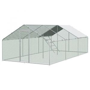 Enclos m&eacute;tallique 3x6x2m pour poules & lapins - Verrou s&eacute;curit&eacute; + B&acirc;che imperm&eacute;able PE - Abri ext&eacute;rieur petits animaux