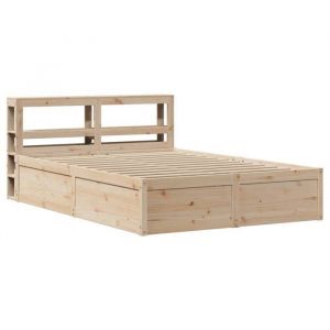 （SOLDES SEPT)Cadre de lit Contemporain dormir - Structure de lit 2 PLACES - avec tête de lit 120x190 cm bois de pin massif