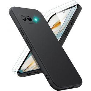 Coque Pour Google Pixel 9a Silicone Noir + 2 Verres Trempes Little Boutik©