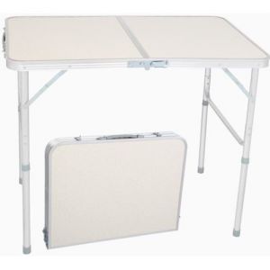 Table de camping 90 x 60 x 70cm – Table pliante en aluminium PortableBlanc