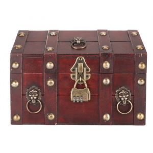 Coffre au trésor Coffre de rangement avec serrure à combinaison Coffre au trésor en bois exquis artisanal pour bijoux Vintage Rouge