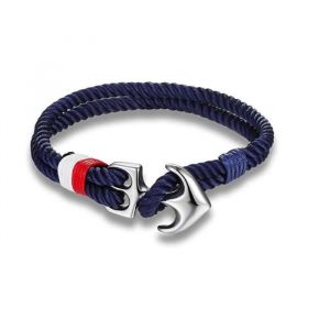 Bracelet Marine Ancre Acier Bleu Blanc rouge