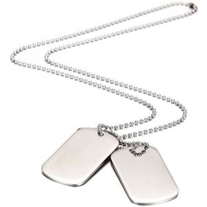 Collier pendentif homme double plaque - Armée style militaire - Acier inoxydable - Fantaisie bijoux
