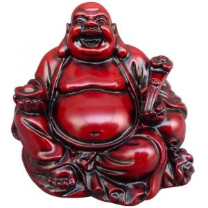 Statue - Bouddha Rieur Assis - Résine - 65 x 65 x 5 cm - Décoration Feng Shui
