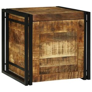 (SOLDE dété) Malle dextérieur - Boîte de rangement 50x50x50 cm en bois de manguier massif - Aspect chic* 9398335