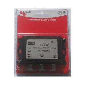 Commutateur DiSEqC 2/1 Triax COM 001 2 Entr&eacute;es Satellites 1 Sortie R&eacute;cepteur HD 3D 4K