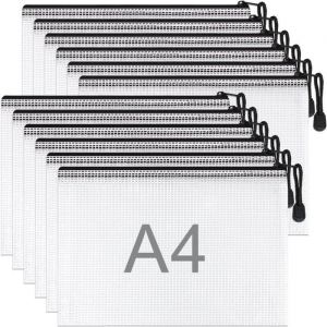 A4 pochette transparente zipp&eacute;e 12Pcs Pochette Document Pochette Plastique pour Stockage documents Cosm&eacute;tiques et Accessoires