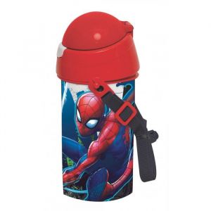 Gourde - SPIDERMAN - 500 ml - Plastique durable - Capuchon à pression - Crochet portable