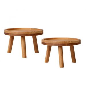 Tabouret Porte-Plante en Bois Petite Table Ronde pour Aquarium de Plantes en Pot Pr&eacute;Sentoir de Plantes DInt&eacute;Rieur 2 Pi&egrave;Ces
