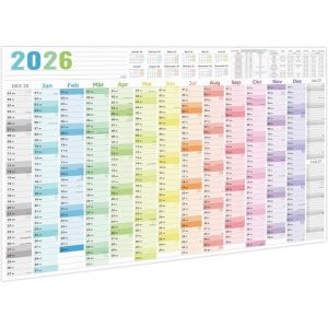 Calendrier mural 2026 - Format XXL (97 x 70 cm) - Format poster - Format paysage - Plié - Calendrier mural 2026 - Calendrier annuel
