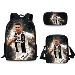 Sac &agrave; dos &eacute;toile de football Cristiano Ronaldo - Noir - Enfant - Synth&eacute;tique - Dos
