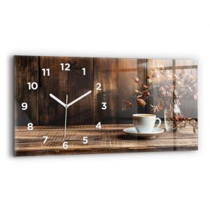 Decortapis Horloge murale en verre Horloge Rectangulaire 60x30cm tasse de café