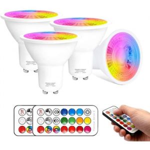 Ampoule LED GU10 6W RVB + Blanc Chaud 3000K Dimmable 12 Couleurs Changeantes + 5 Modes(paquet de 4)