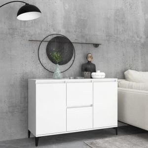 Buffet bas - TMISHION - PAL806112 - Blanc laqu&eacute; - 2 portes - 2 tiroirs