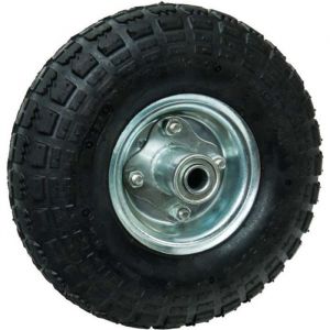 Roue gonflable de Chariot Diable Brouette Axe d&eacute;port&eacute; Galva 4.10/3.50-4 160Kg + Alesage &Oslash; 16mm