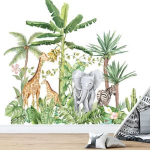 Grande taille Muraux Animaux Forêt Arbre Autocollant MuralSticker Mural Animal pour Chambre denfant