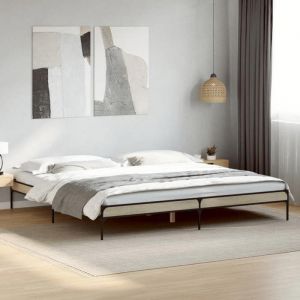 &Mode Lit 2 Personnes - BEWI - Structure de lit Adulte/enfant - sans matelas - ch&ecirc;ne sonoma 180x200cm 225212