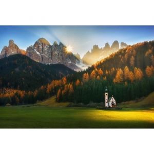 Papier Peint Photo INTISS&Eacute;-VALL&Eacute;E DU JARDIN-(226236)-500x280cm-10l&eacute;s-Mural Poster G&eacute;ant XXL-Nature-Soleil de montagne-Arbres-Fr&ecirc;t