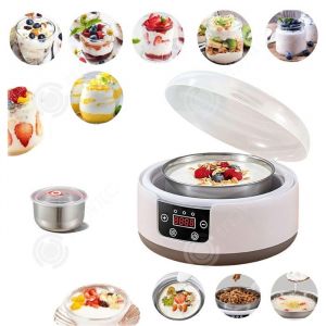 INN Yaourtière 1.2l avce 5 pots et 1 pot acier inoxydable température réglable pour faire du yaourt et garder au chaud yaourtière