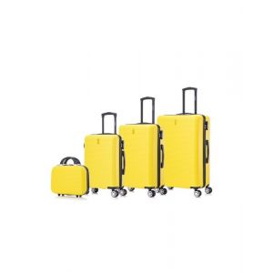 CELIMS FRANCE - Set de Valise 4 Pièces  Lot de Valise  Valise avec Vanity  ABS  Jaune