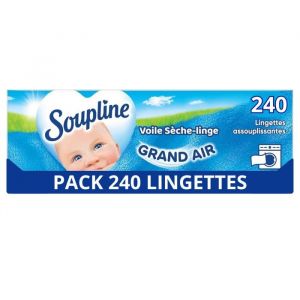 Voiles s&egrave;che-linge adoucissants - SOUPLINE - Grand Air - 20 lingettes - Lot de 12 - Parfum frais