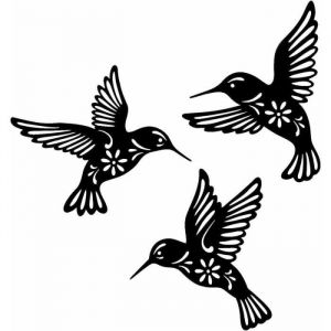 Décoration murale colibri en métal noir 3 pièces 10.2in art mural pour les amoureux des oiseaux