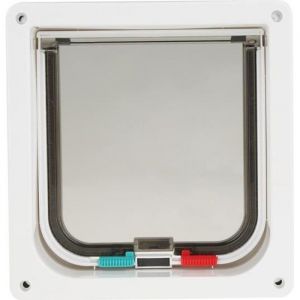 Chati&egrave;re intelligente chat porte porte verrouillable petit porte chien pour animal de compagnie- blanc  M-XIL